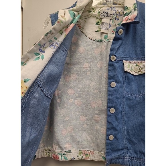 Vtg Koret City Blues denim floral trim vest Women's size M - Picture 7 of 9
